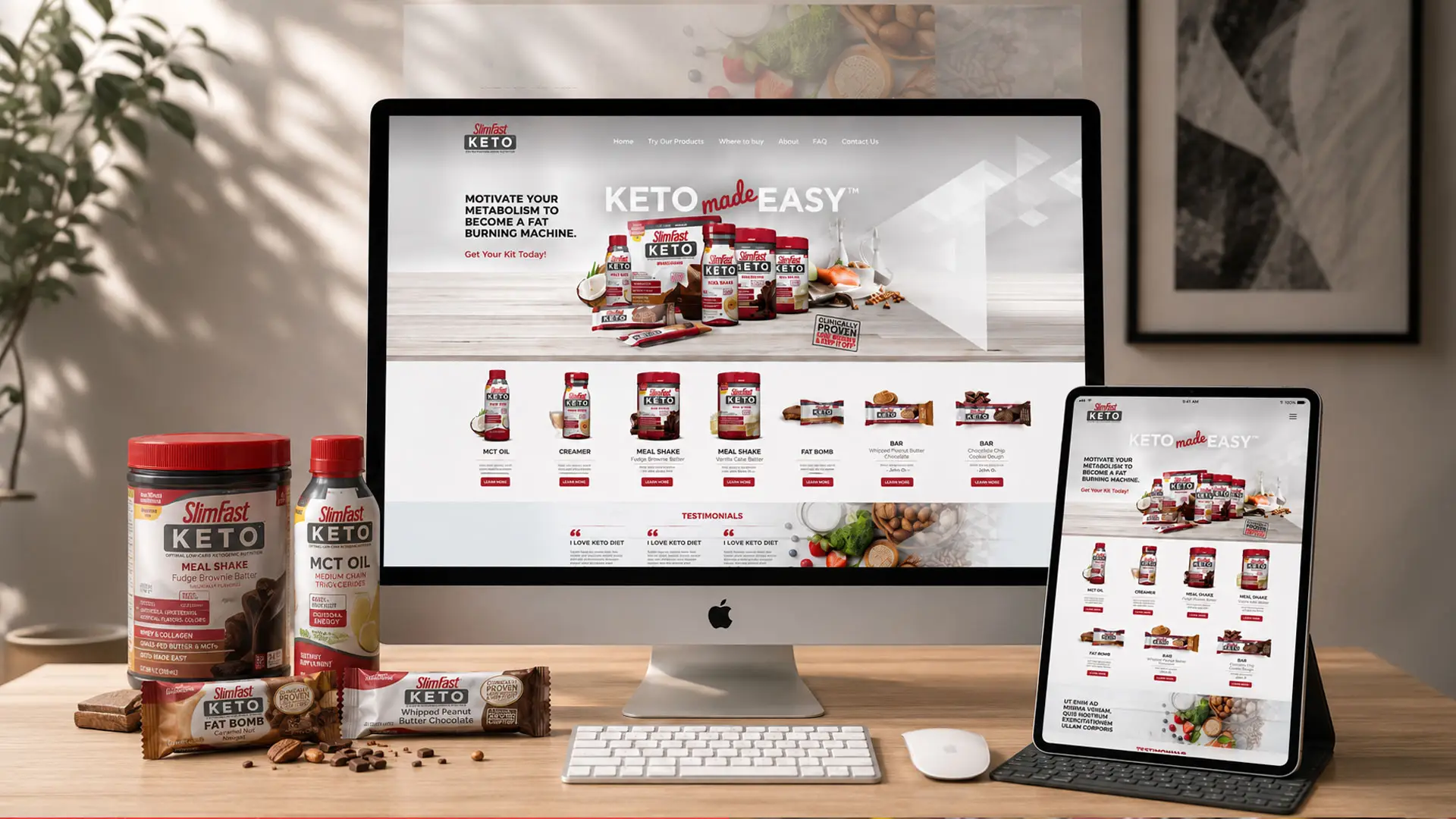 Keto product line — packaging and e-commerce design